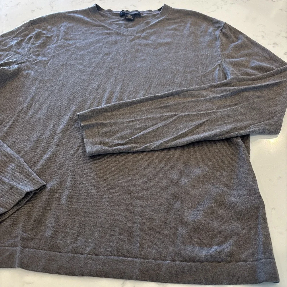 Banana Republic Silk Cashmere‎ V-Neck Sweater Charcoal Gray Men's Large Pullover
